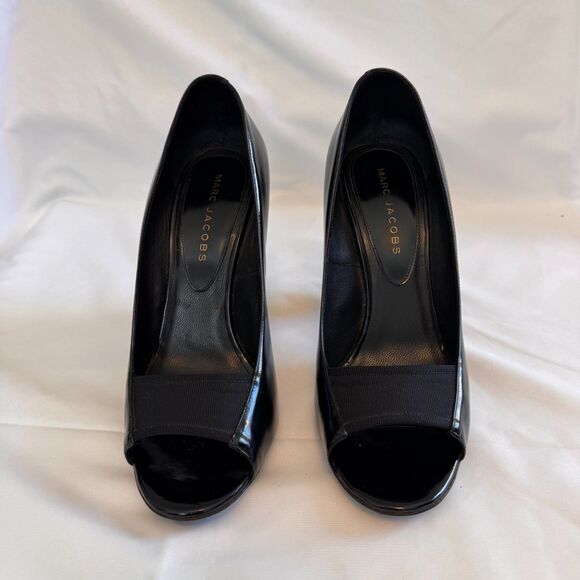 Marc Jacobs Women's Black Peep-Toe Heels Size 38.5 / US 8 - Picture 3 of 9